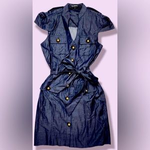 NWT- xpress knee length, denim dress, size 6